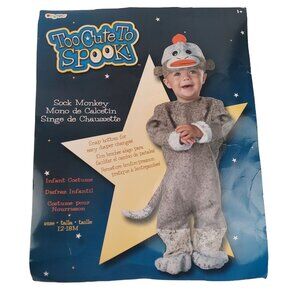 Too Cute To Spook Sock Monkey Infant Halloween Costume Sz 12-18M Trick Or Treat